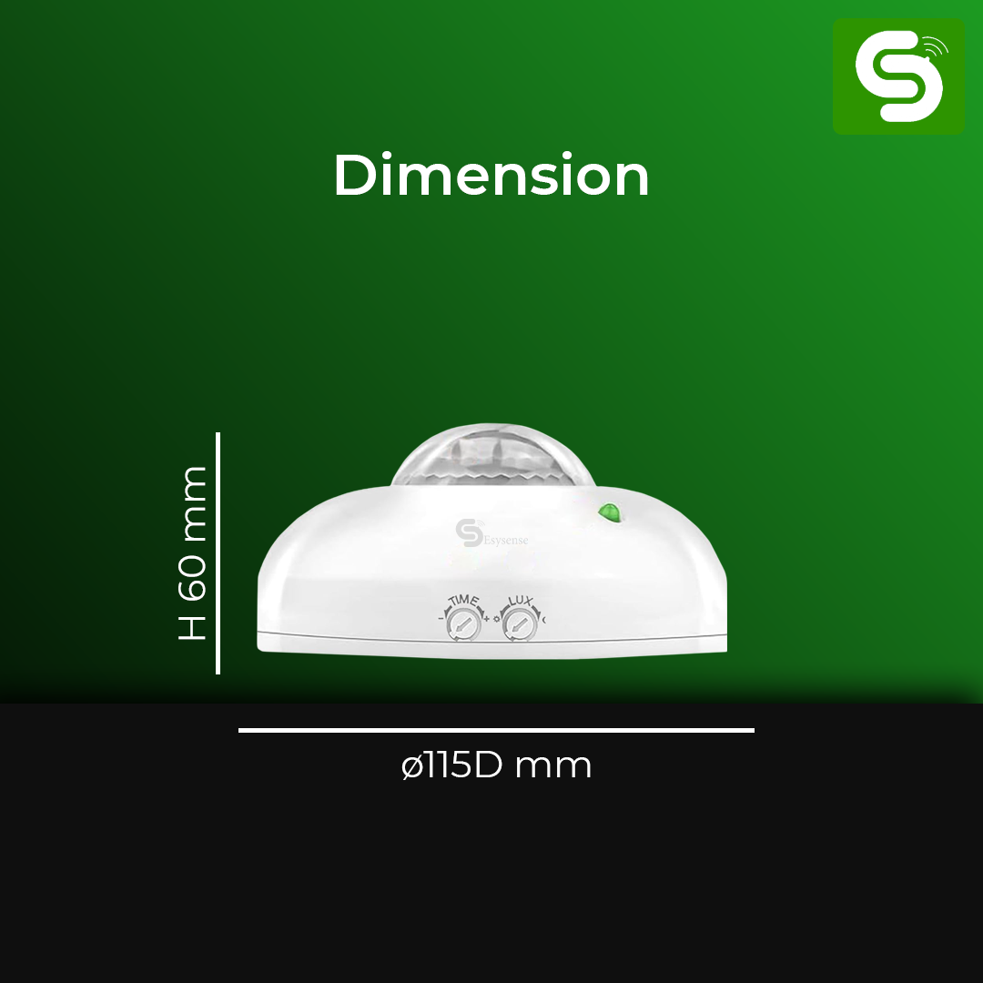 360° Ceiling-Mount PIR Motion Sensor Switch | 6M Detection Range | Auto On/Off | Adjustable Delay & Light Sensitivity | 300W Load Capacity | P32