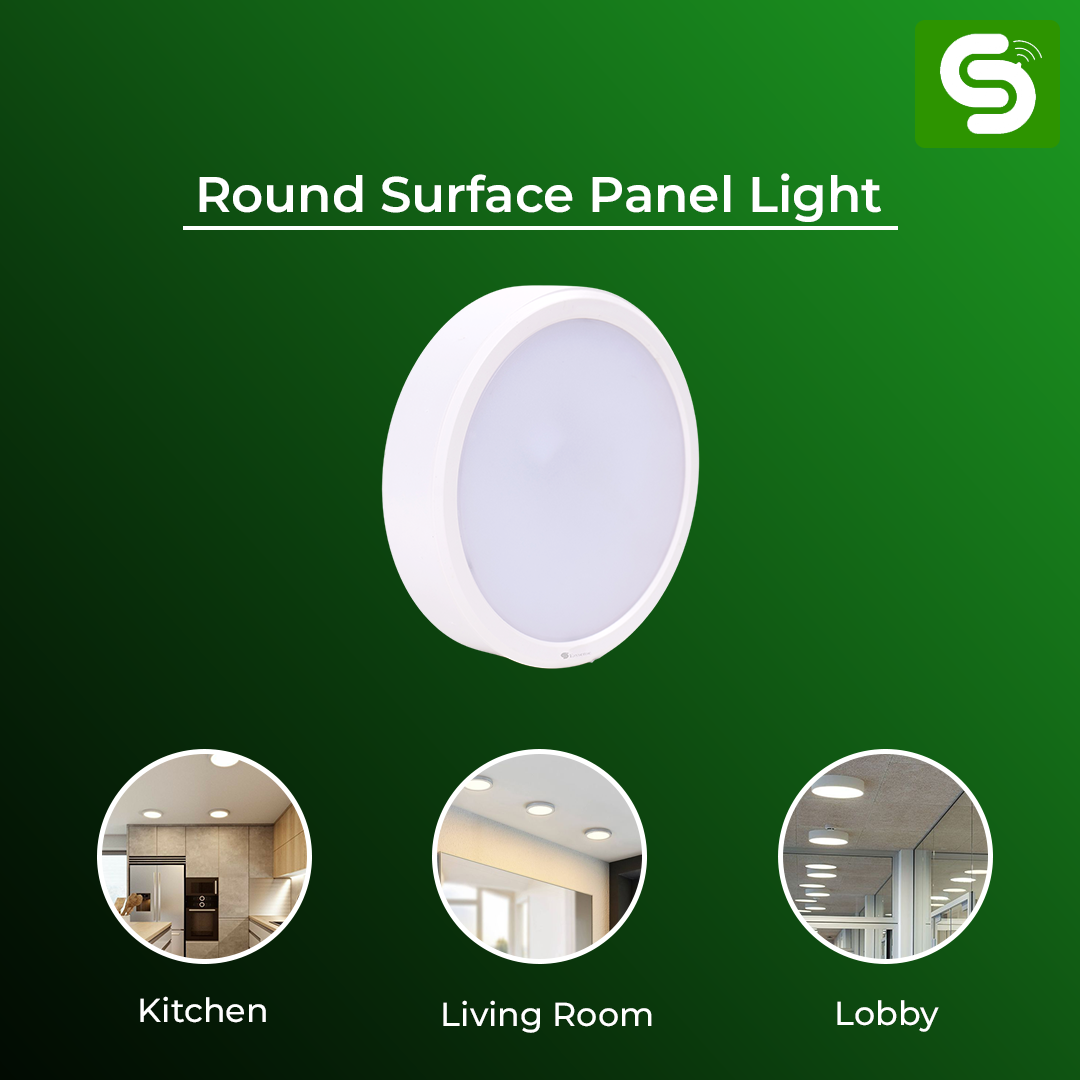 Radar Motion Sensor LED Panel Light | Surface Mount Round Panel Light with Auto Dimmable feature | IP20 | 15W