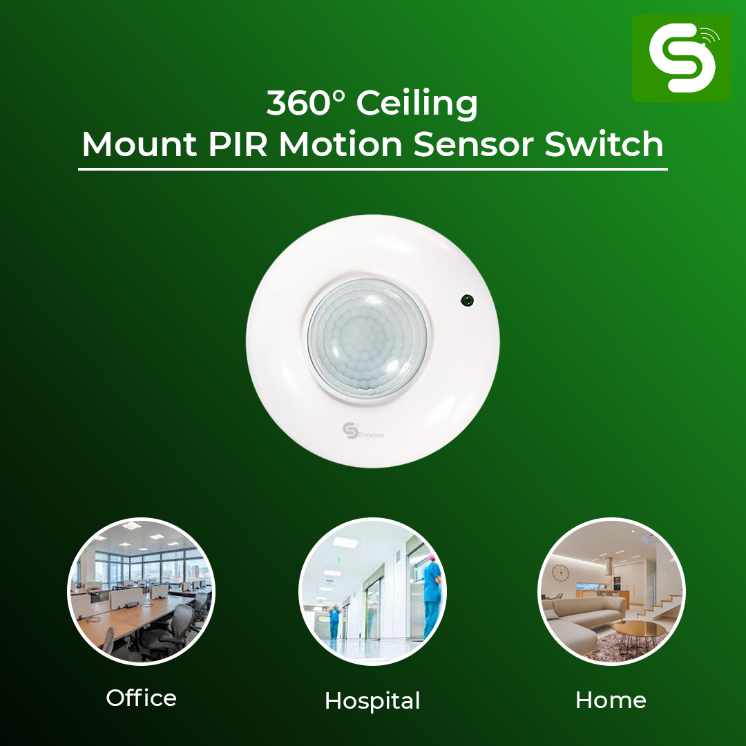 360° Ceiling-Mount PIR Motion Sensor Switch | 6M Detection Range | Auto On/Off | Adjustable Delay & Light Sensitivity | 300W Load Capacity | P32