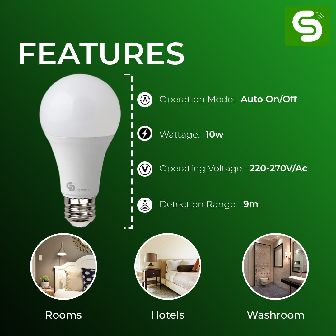 Motion Sensor Bulb | Radar Motion Sensor Bulb with Auto on/off feature | E27 | 10W