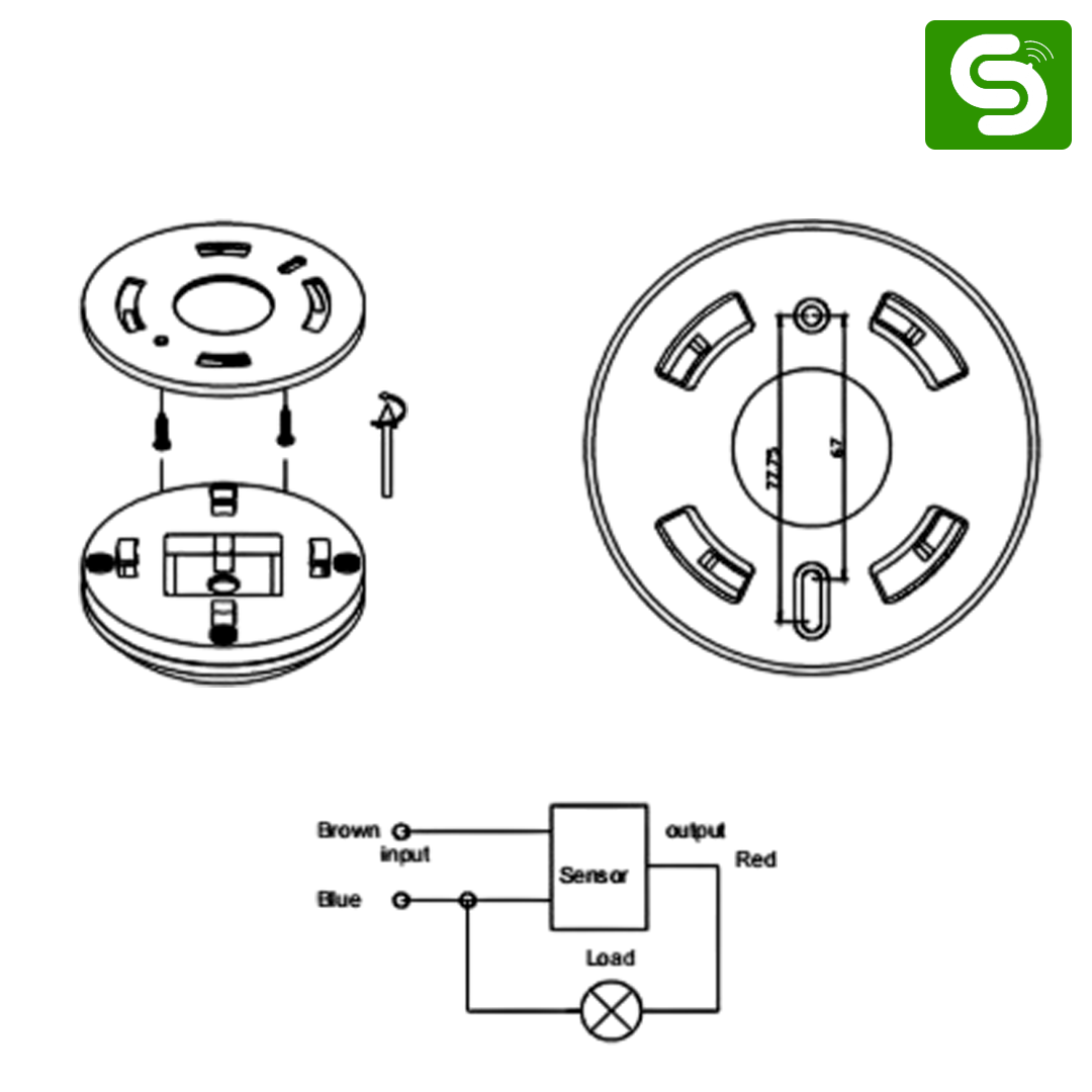 360° Ceiling-Mount PIR Motion Sensor Switch | 6M Detection Range | Auto On/Off | Adjustable Delay & Light Sensitivity | 300W Load Capacity | P32