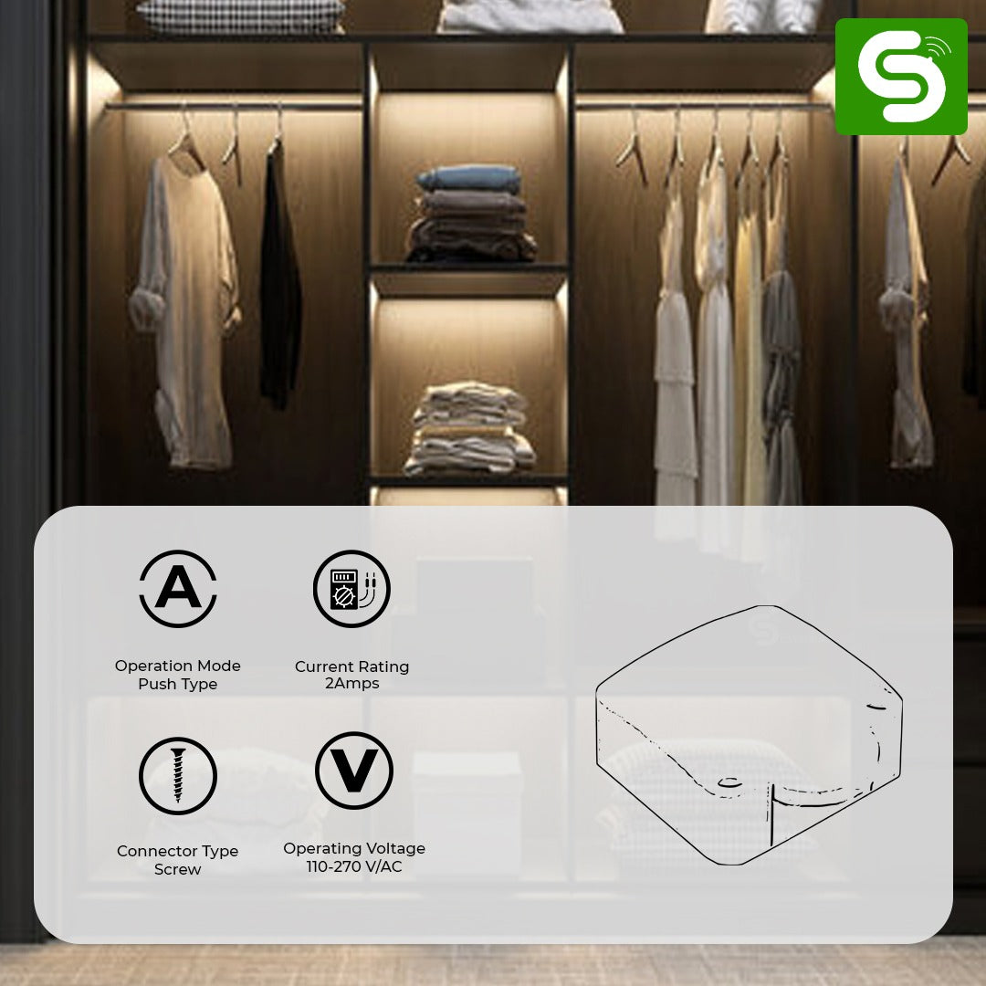 Push-Type Wardrobe Light Sensor | 110-270V AC | 2A Current Rating | ESY- TC36