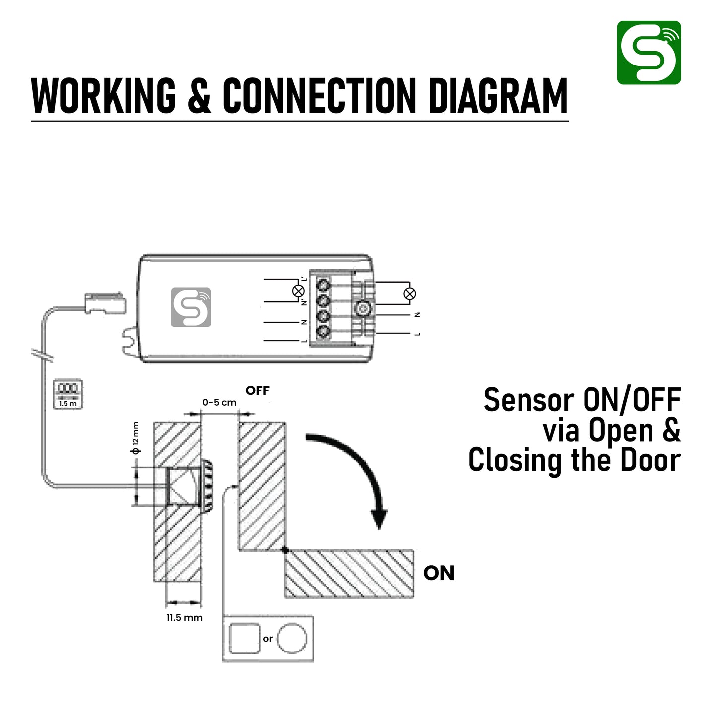 cabinet motion sensor connection diagram, Wardrobe/Cabinet Sensor, Compact IR Motion Sensor for Wardrobe and Cabinets, Detection upto 6cm, wardrobe sensor, motion sensor, motion detection