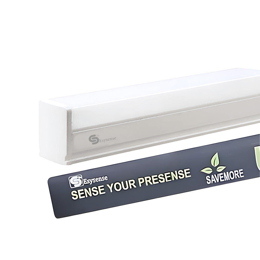 Light fixture with Esysense branding and text on a white background, motion sensor tubelight, 2ft T5 motion sensor tubelight, auto on off motion sensor tubelight