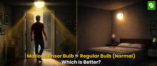 Motion Sensor Bulb vs Regular Bulb - Which Is Better? comparison showing automatic sensor lighting and traditional bulb applications