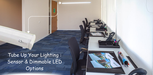 Tube Up Your Lighting : Sensor & Dimmable LED Options highlighting smart LED lighting solutions with motion sensing and adjustable brightness.