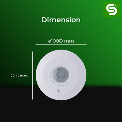 100mm Diameter Surface Mount PIR Sensor Dimensions for False Ceiling