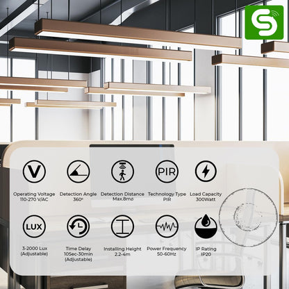 120mm Diameter Surface Mount PIR Sensor Dimensions and Installation Height