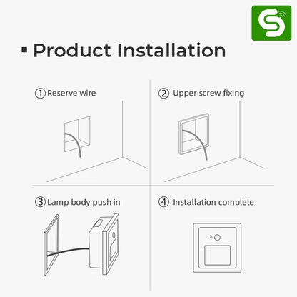 Esysense 3W foot light dimensions – 85mm x 85mm square white body – PIR motion sensor