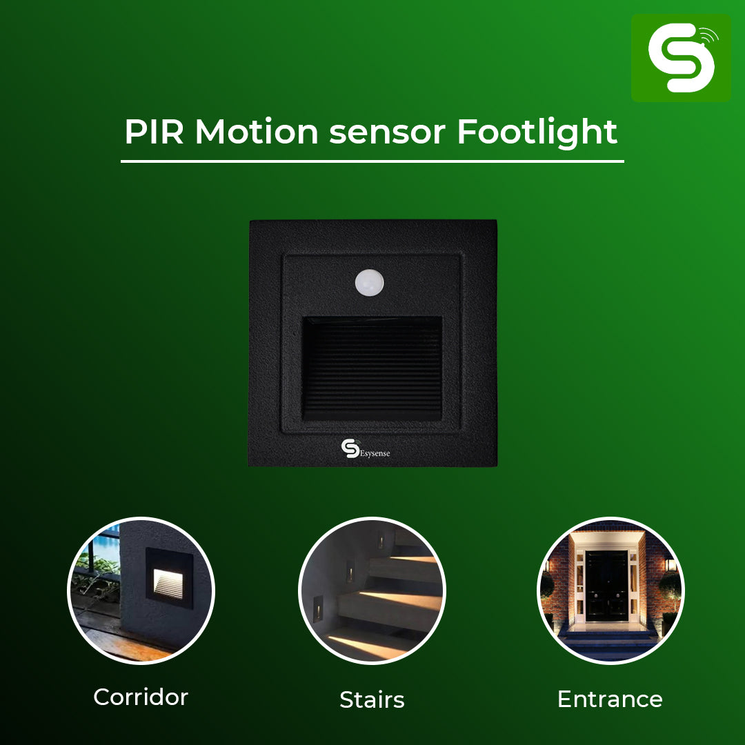Esysense PIR motion sensor footlight black body – auto on off LED for corridor, stairs and entrance