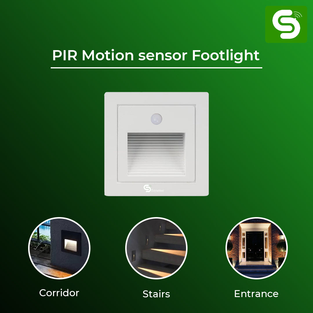 Esysense PIR motion sensor footlight white body – auto on off LED for corridor, stairs and entrance