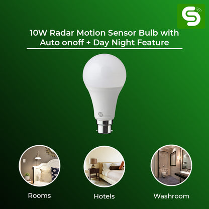 Motion Sensor Bulb with Auto on/off + Day/Night | B22 | 10W