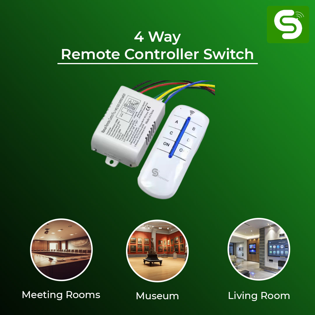 4-Way Remote Control Switch – Manual & Head Control | 110–240V AC | 8–15m Range | ESY-TC35