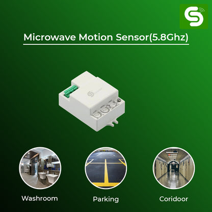 Microwave Motion Sensor, 180°/360° Detection, 220-240V AC, Adjustable Sensitivity & Timer, ESY-M11