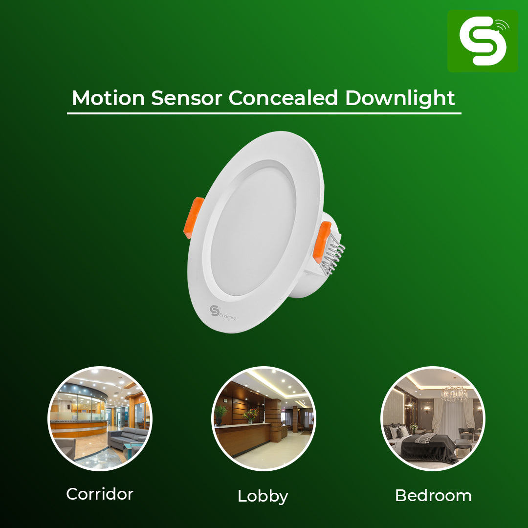Motion Sensor Concealed Downlight | Radar motion sensor Ceiling mount downlight | Auto On/Off & Day Night Functionality | IP20 | 7W