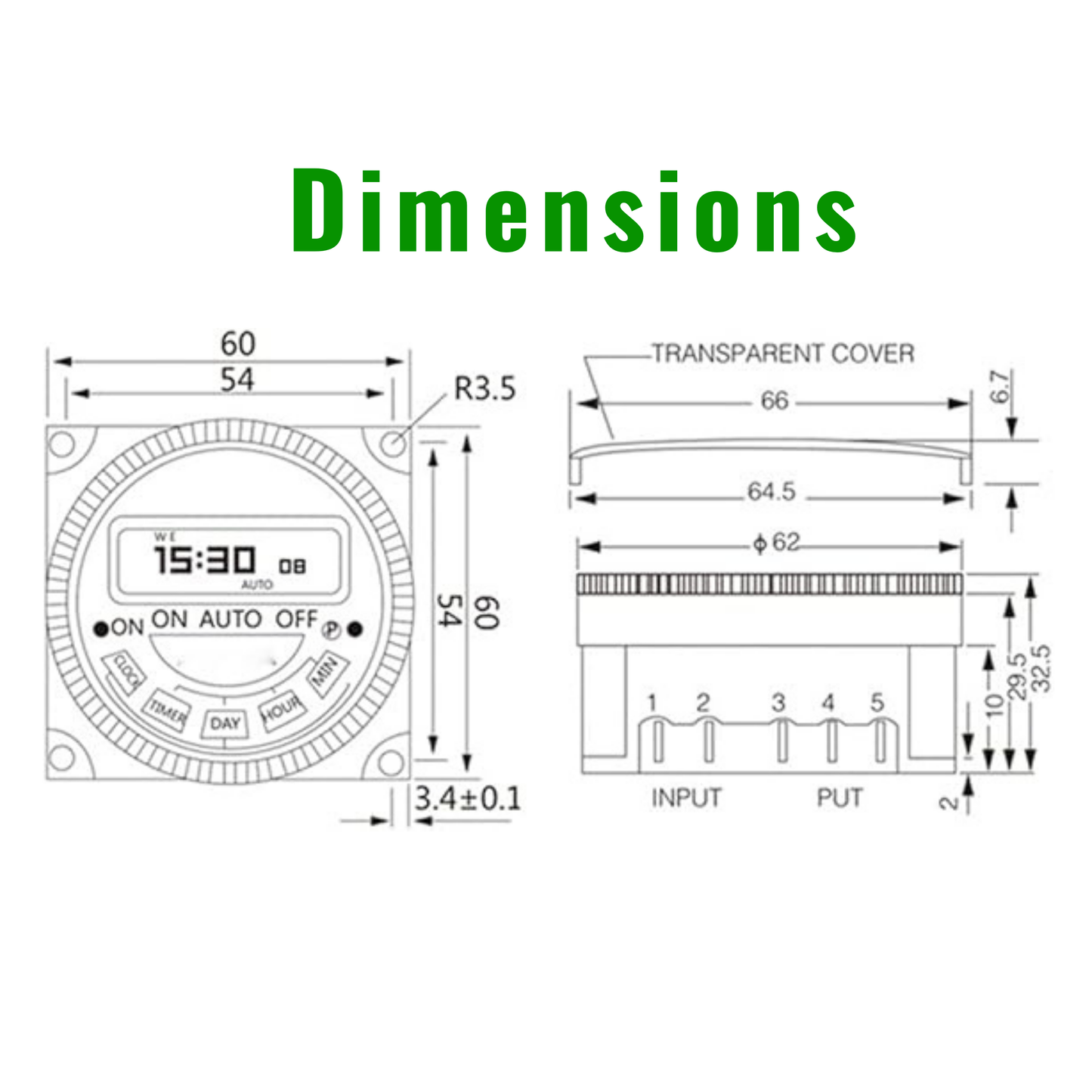 4 pin programmable timer switch volt output volt free dry contact 16A 250V industrial India ESY-TC34