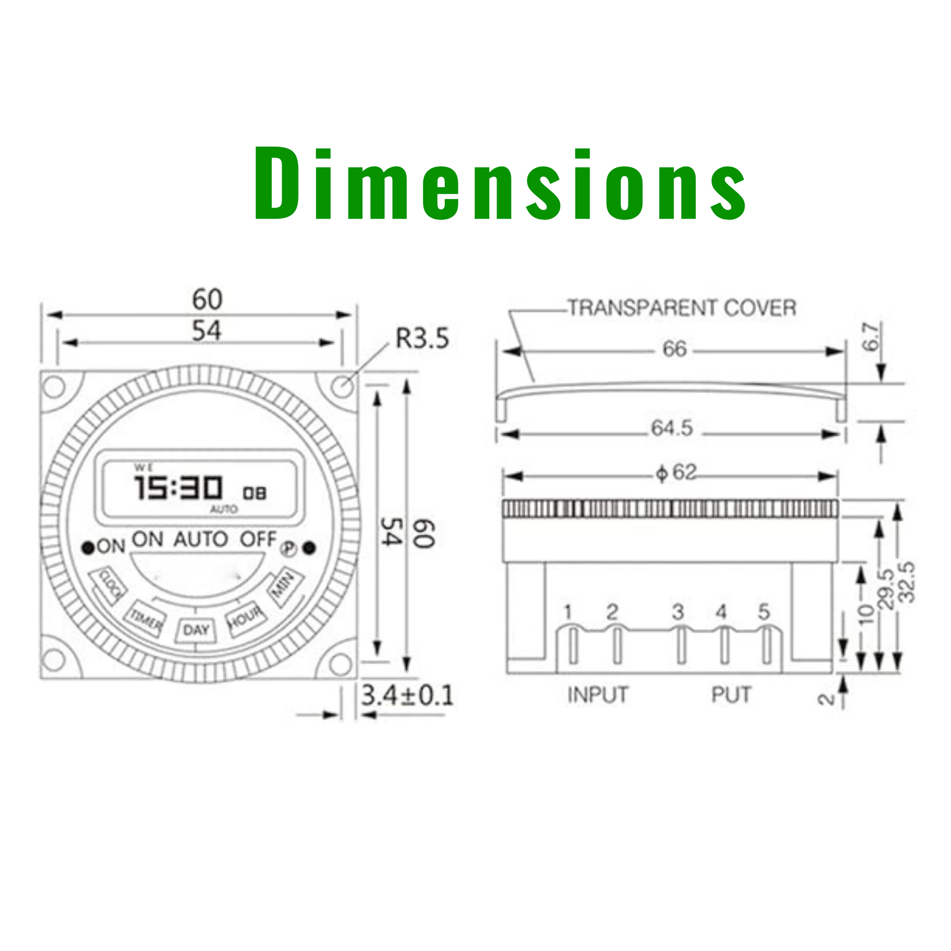 4 pin programmable timer switch volt output volt free dry contact 16A 250V industrial India ESY-TC34