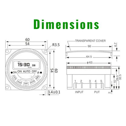 4 pin programmable timer switch volt output volt free dry contact 16A 250V industrial India ESY-TC34