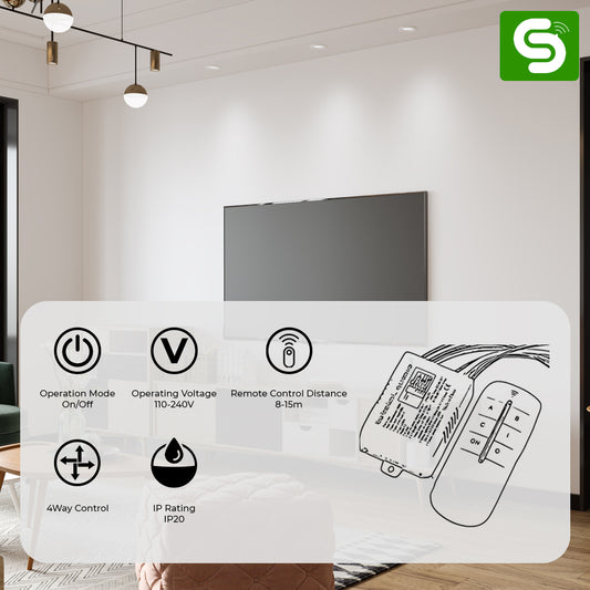 4 way remote switch receiver module 110V 240V AC indoor lighting fan control India ESY-TC35