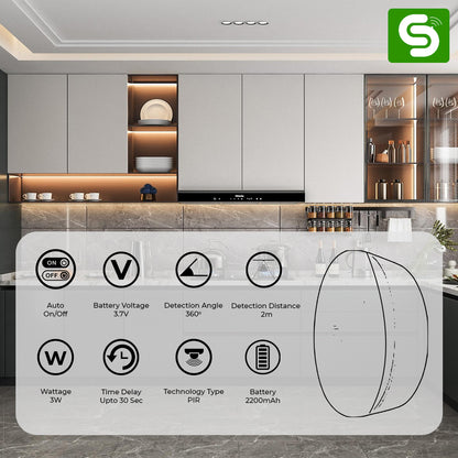 Motion Sensor RGB Light | Auto On/Off  | 2200mAh Rechargeable | 360° Detection | IP20 | ESY-RGB