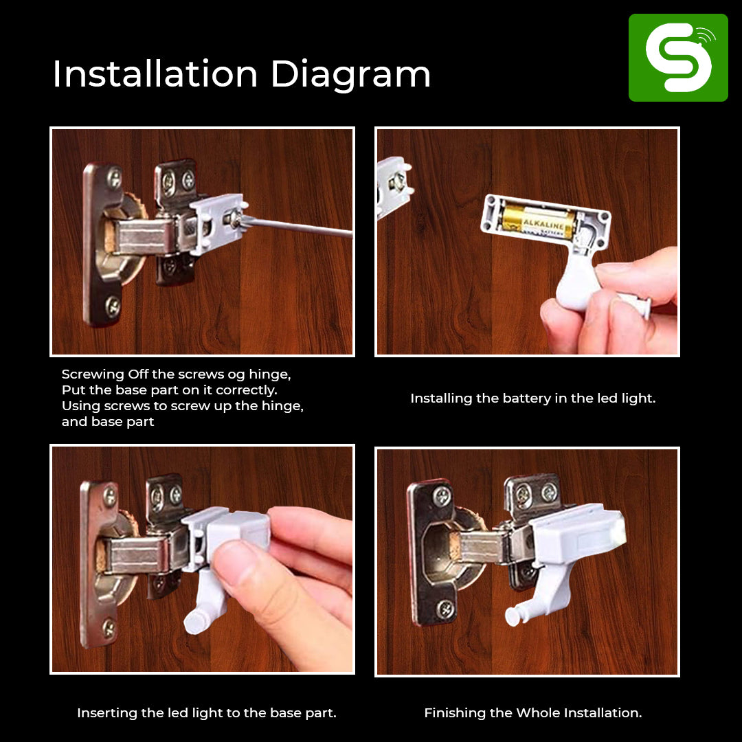 Hinge Light for Cabinets, Esysense Hinge Light with Battery