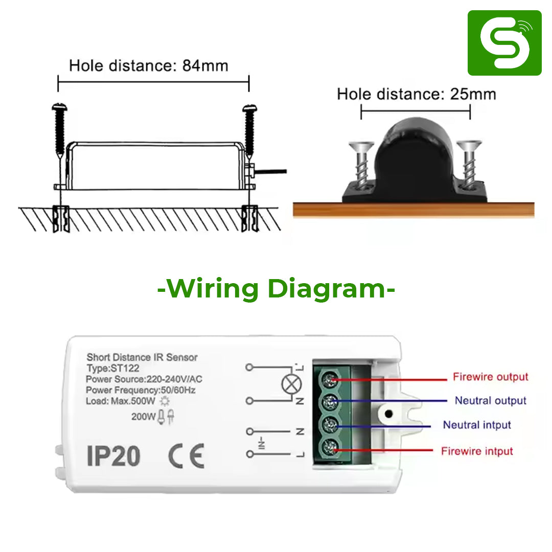Wardrobe and Cabiner IR sensor | Compact IR Motion Sensor for Wardrobe and Cabinets | ESY-M20
