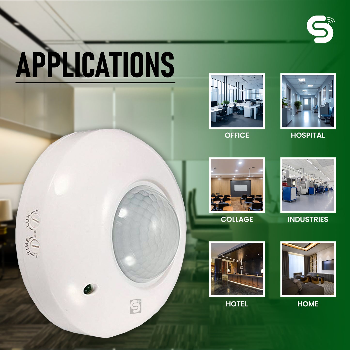 360° Ceiling-Mount Motion Sensor Switch, PIR Motion Detector with 6M Motion Detection Range, Auto On/Off Sensor, Installation Height 2.2-4M, Motion for Sensor Homes, ESYSENSE (ESY-P32)