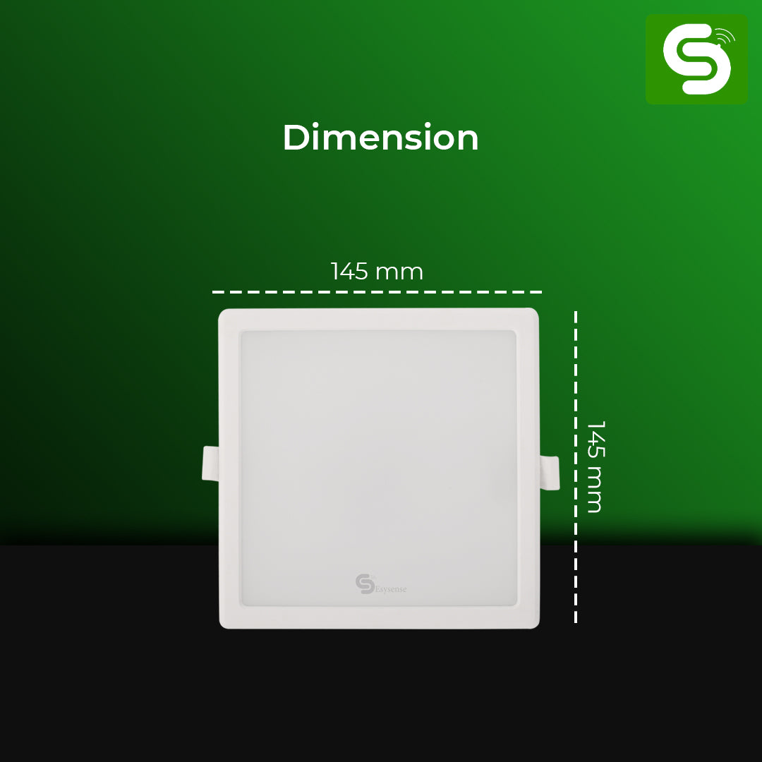 Motion Sensor Concealed Square Panel Light by Esysense featuring 15W LED and 60-Second Delay Time