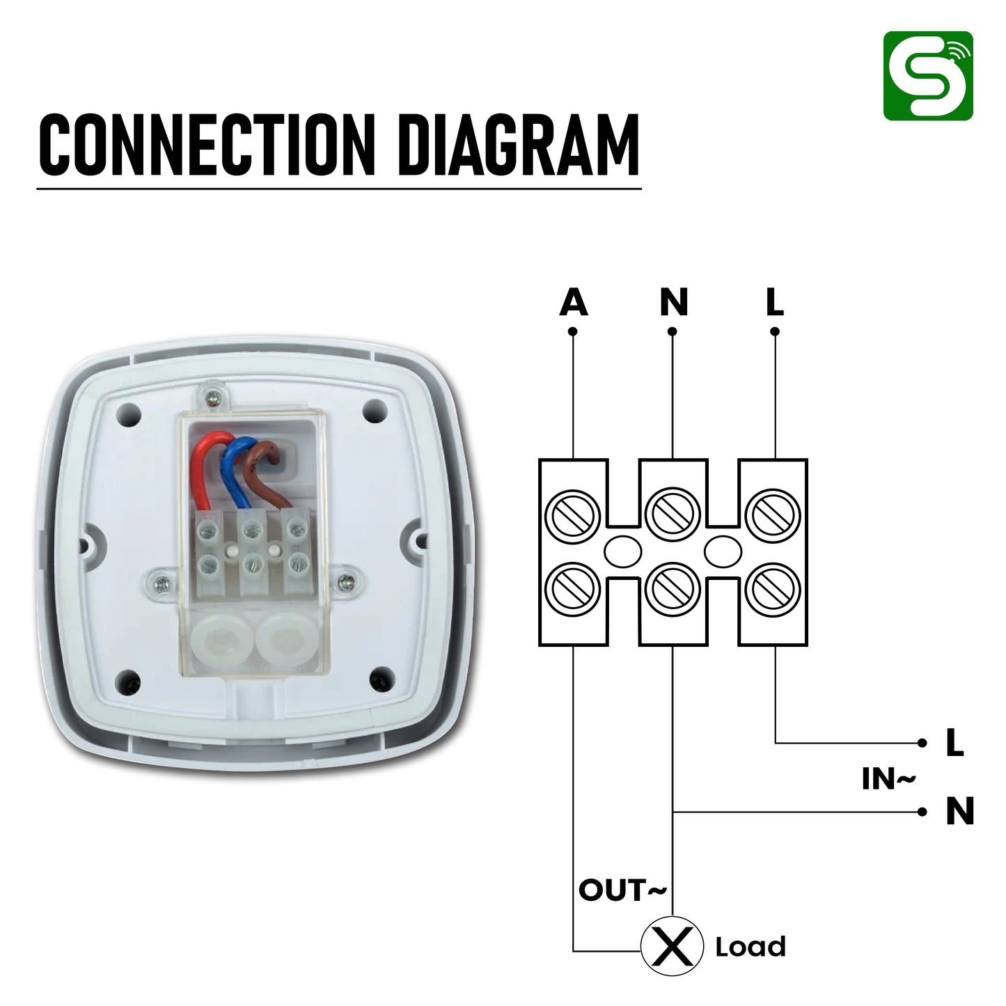 Ceiling PIR Motion Sensor connection