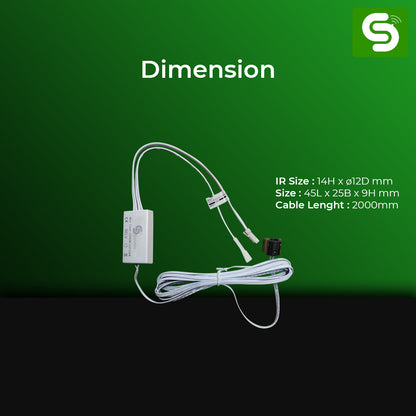 Compact IR Sensor Dimensions 45x25x9mm for Hidden Cabinet Installation