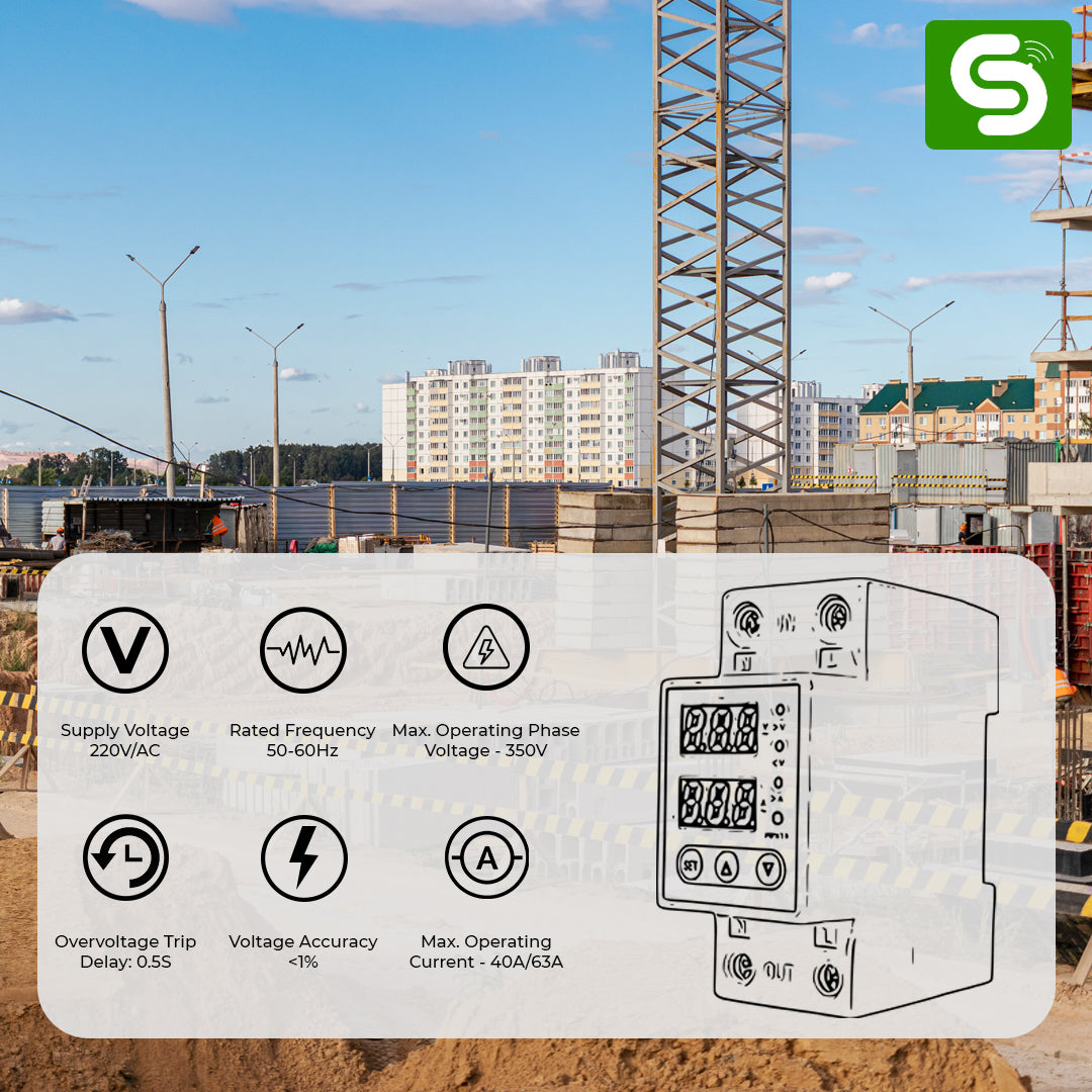 Esysense advanced voltage protector ESY-M43 40A 63A LED display DIN rail mount 220V AC