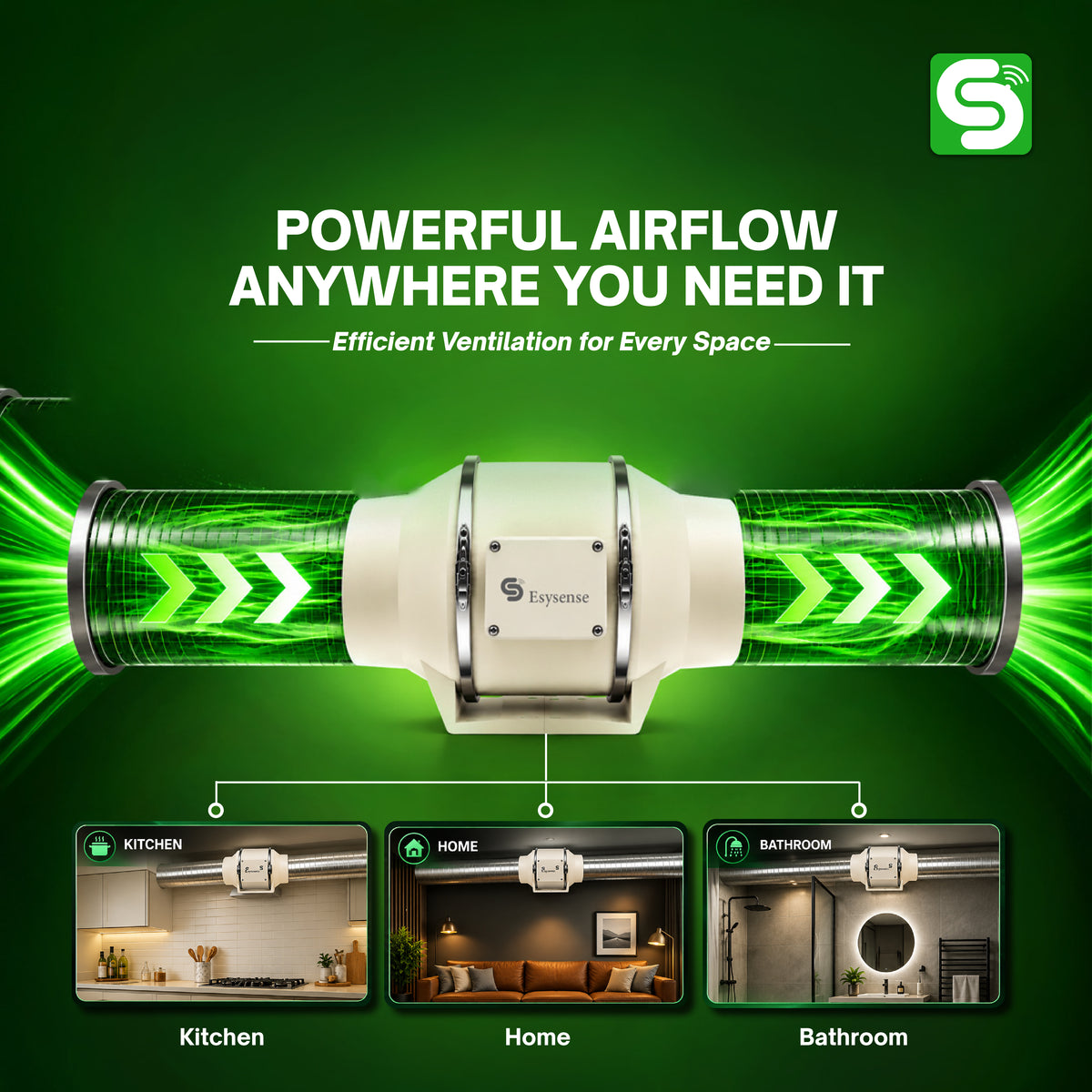ESYSENSE Esy- Flow14-8 Inch Inline Duct Fan – Ultra Silent High-Airflow Ventilation Fan