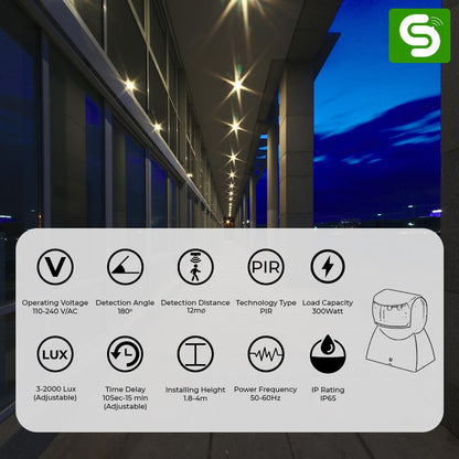 IP65 Waterproof Motion Detector with 12m Range for Security Lighting