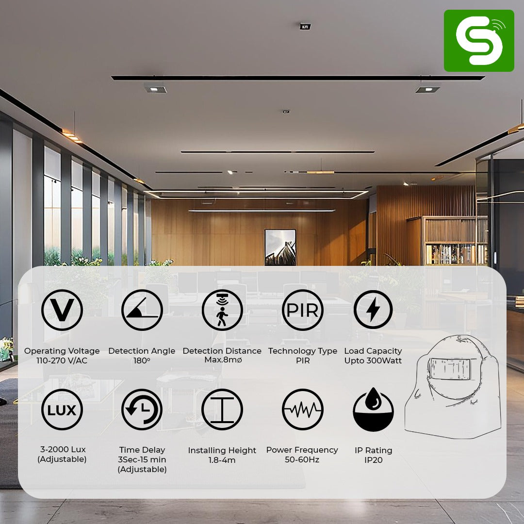 Motion Activated Wall Sensor installed in Corridor for Energy Saving