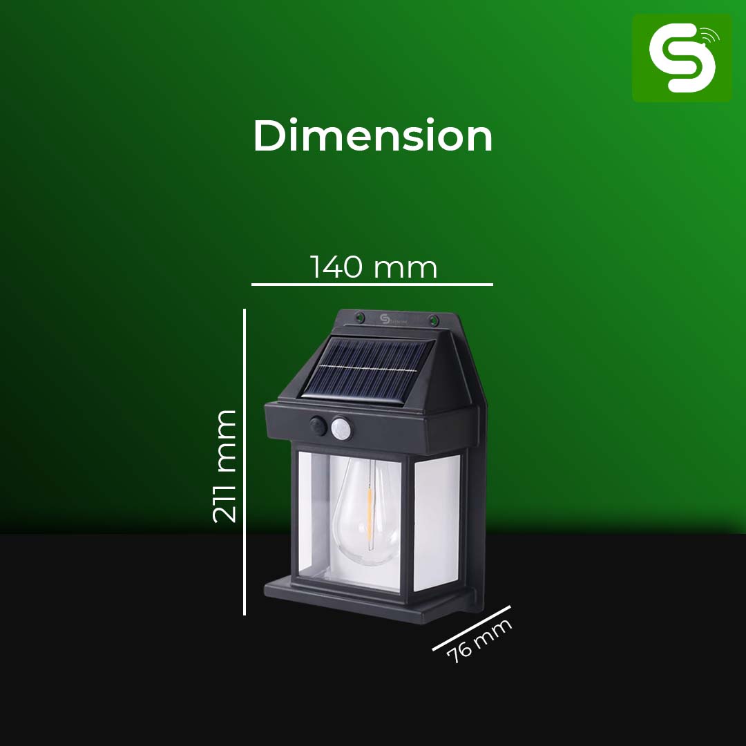 PIR Solar Wall Light – 3 to 5 Metre Motion Detection, Auto On When Movement Detected