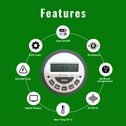 programmable digital timer switch display clock auto on off schedule 17 settings India ESY-TC34