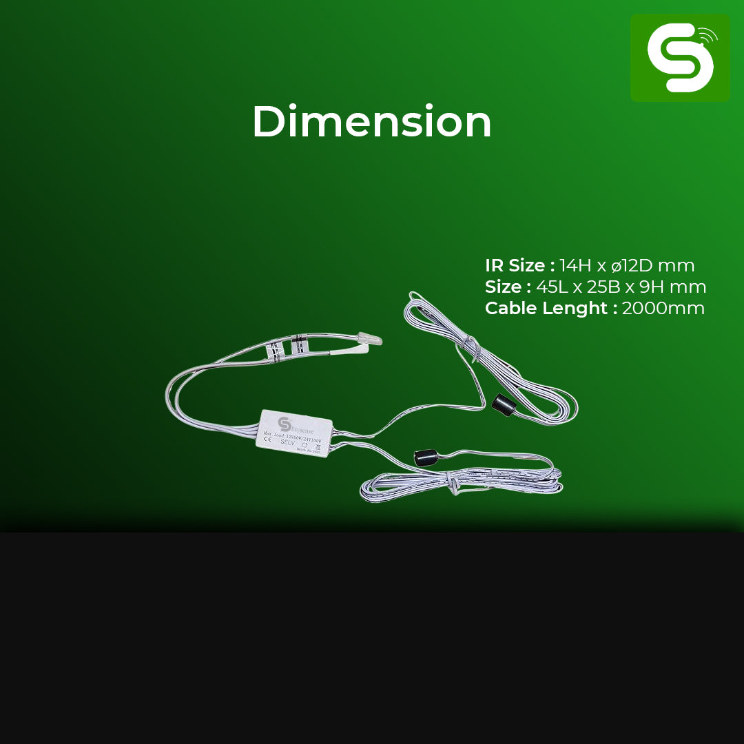 Ultra Compact Dual IR Sensor Dimensions 45x25x9mm for Discreet Cabinet Mounting