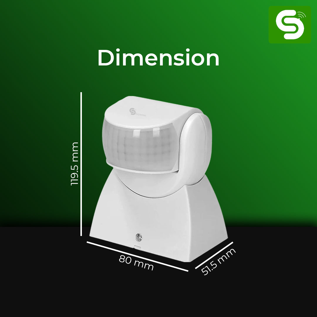 Wall Mounted PIR Sensor Dimensions 119.5mm x 80mm for Outdoor Installation