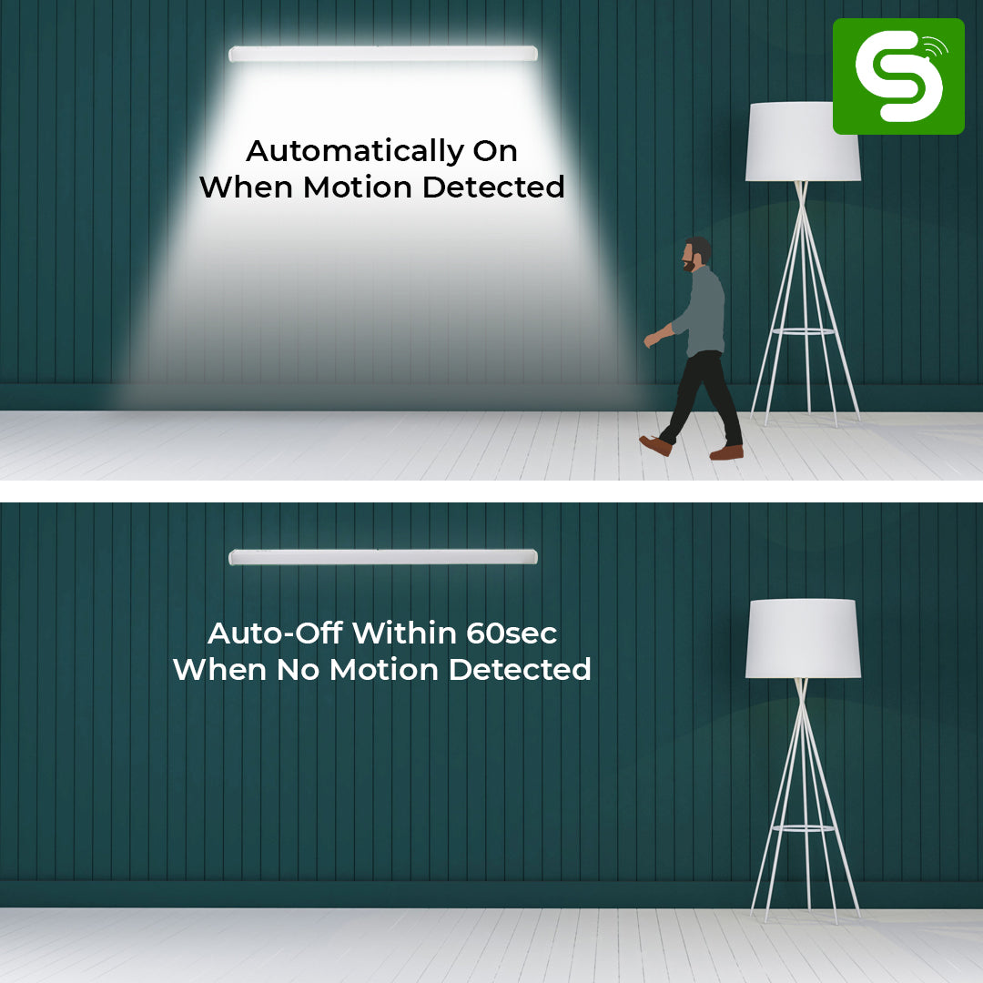 Easy Wall Mount 18W LED Tubelight with Built-in Motion Sensor and IP20 Rating