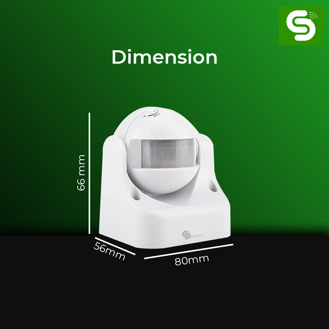 Compact Wall Mounted PIR Sensor Dimensions 80x56x66mm