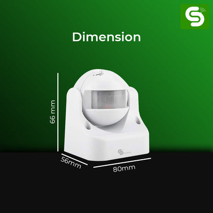 Compact Wall Mounted PIR Sensor Dimensions 80x56x66mm