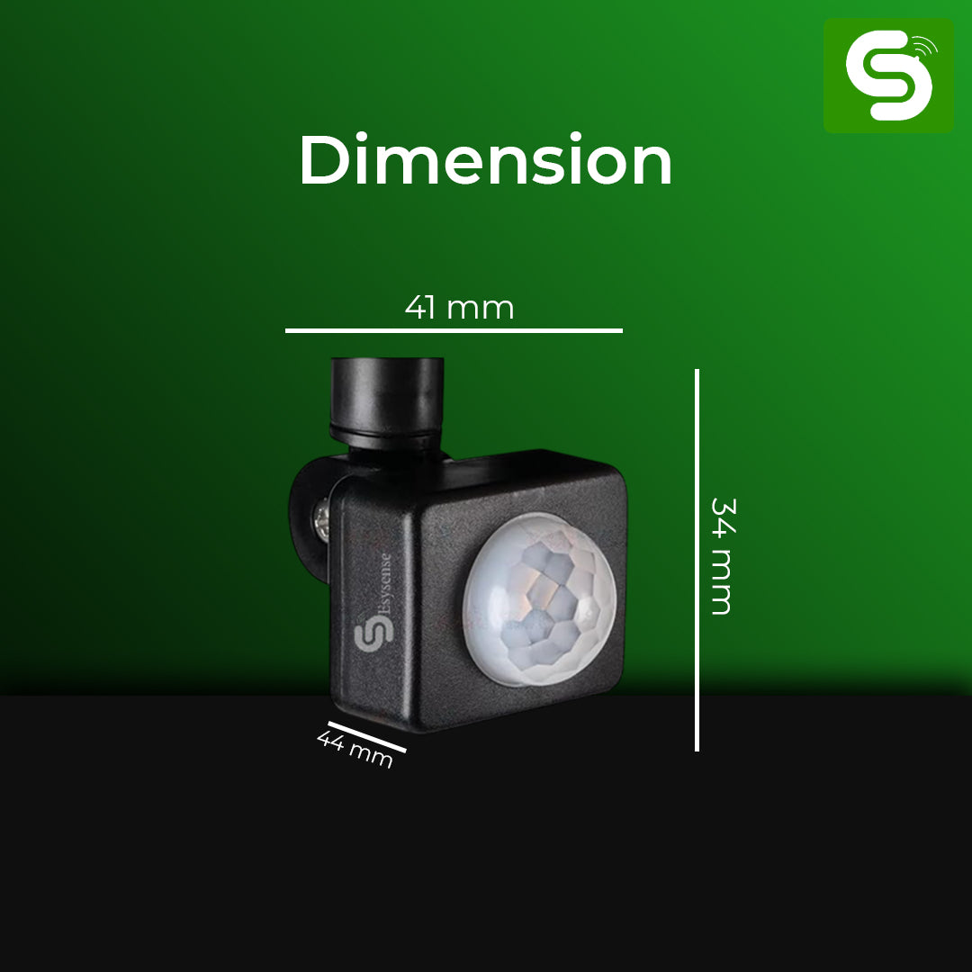 Compact Wall Mount PIR Sensor Dimensions 41x44x34mm