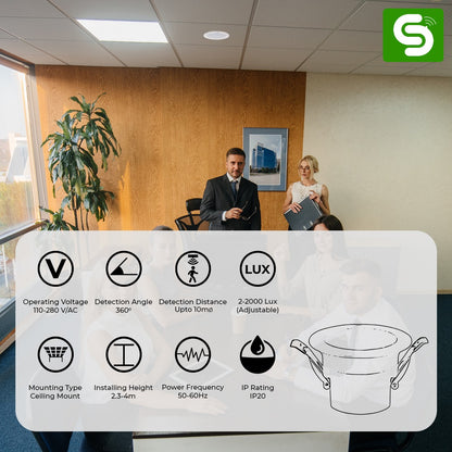 Human Presence Sensor, Presence Detection upto 10m, IP20 Human Presence Sensor