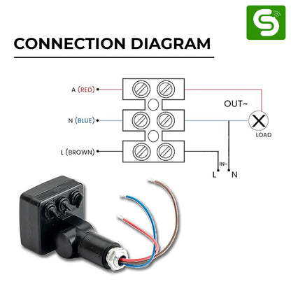 Wiring Diagram for ESY-P31 PIR Motion Sensor Switch