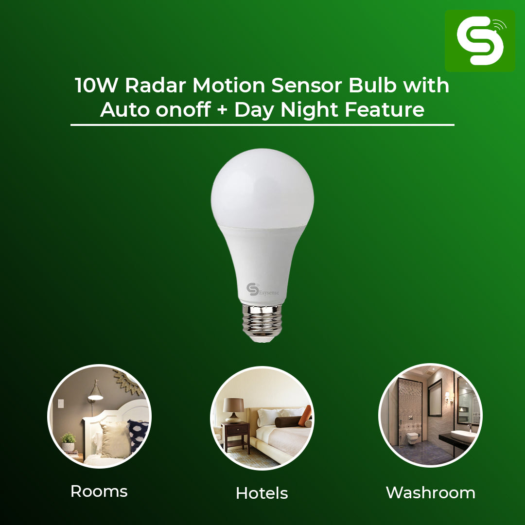 Esysense E27 10W Auto On Off Motion Sensor Bulb – 360° Radar Detection, 60 Second Delay, Hands-Free