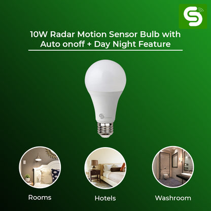 Esysense E27 10W Auto On Off Motion Sensor Bulb – 360° Radar Detection, 60 Second Delay, Hands-Free