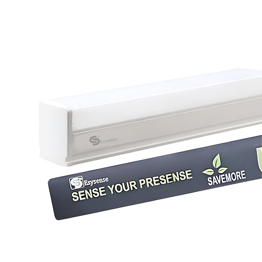 Light fixture with Esysense branding and text on a white background, motion sensor tubelight, 2ft T5 motion sensor tubelight, auto on off motion sensor tubelight