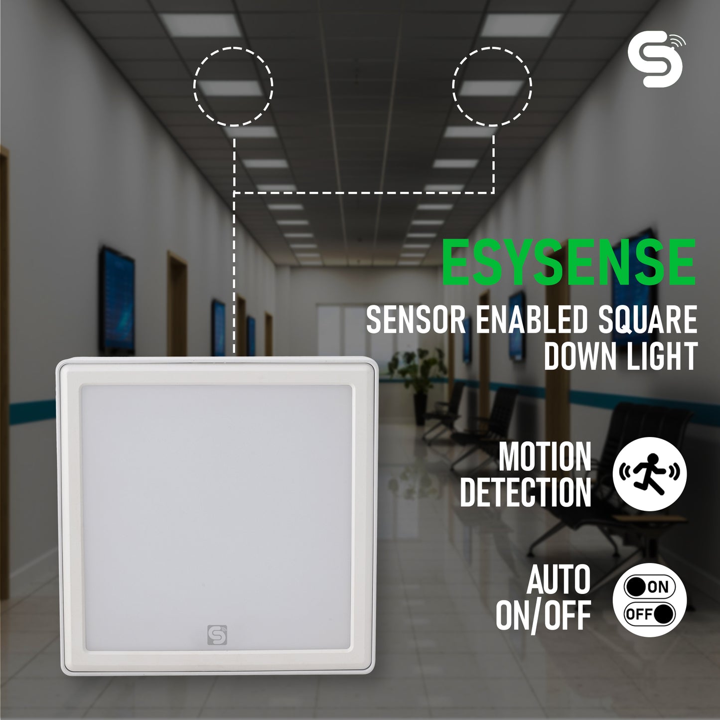 sensor enabled square panel light 