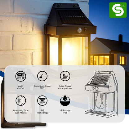 Solar Powered Motion Sensor Wall Light – Built-In Battery, No Wiring, No Electricity Bill